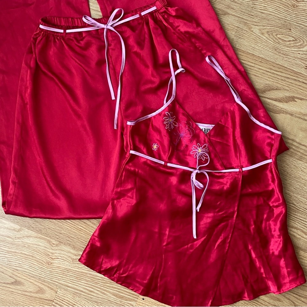 Vintage Isabella Red Satin Sleepwear Set